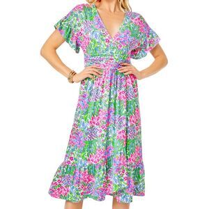 Lilly Pulitzer Juliet Ruffle Midi Dress Multi A Cherry On Top NWT